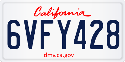 CA license plate 6VFY428