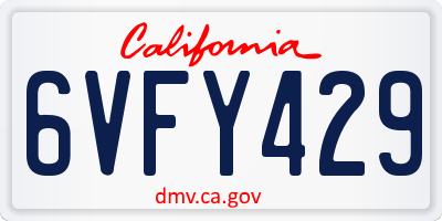 CA license plate 6VFY429