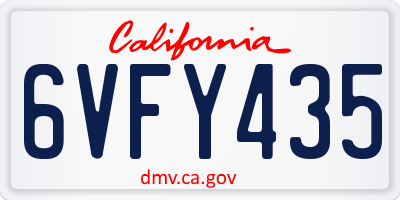 CA license plate 6VFY435