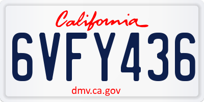 CA license plate 6VFY436