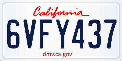 CA license plate 6VFY437