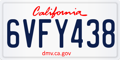 CA license plate 6VFY438