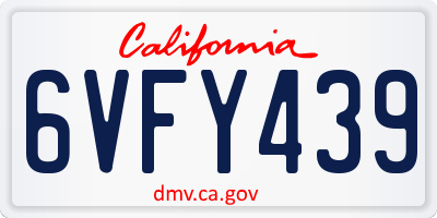 CA license plate 6VFY439