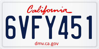 CA license plate 6VFY451