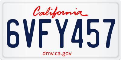 CA license plate 6VFY457