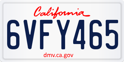 CA license plate 6VFY465