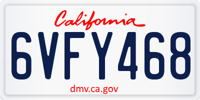 CA license plate 6VFY468