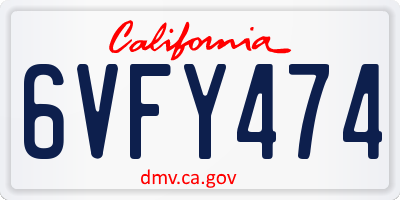 CA license plate 6VFY474