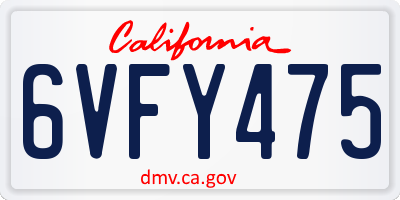 CA license plate 6VFY475