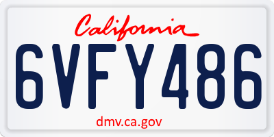 CA license plate 6VFY486