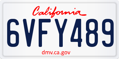 CA license plate 6VFY489