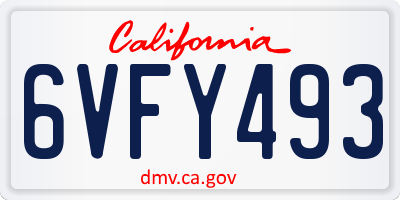 CA license plate 6VFY493