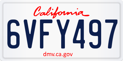 CA license plate 6VFY497