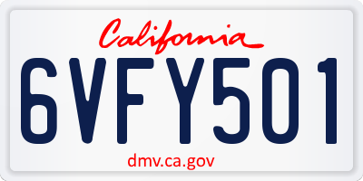 CA license plate 6VFY501
