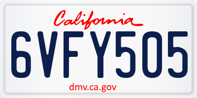 CA license plate 6VFY505