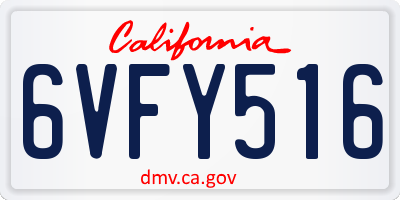 CA license plate 6VFY516