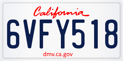 CA license plate 6VFY518