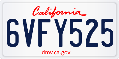 CA license plate 6VFY525