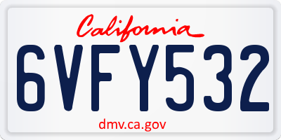 CA license plate 6VFY532