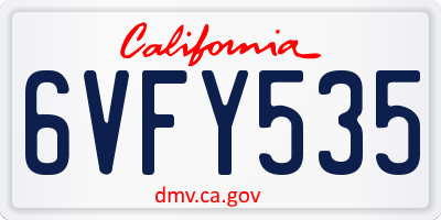 CA license plate 6VFY535