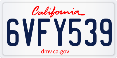 CA license plate 6VFY539