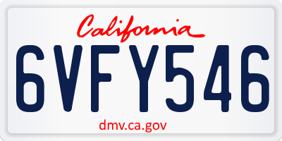 CA license plate 6VFY546