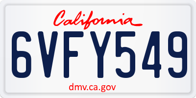 CA license plate 6VFY549