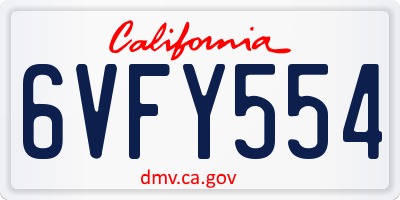 CA license plate 6VFY554