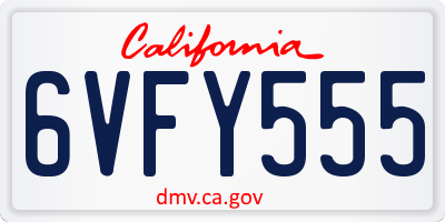 CA license plate 6VFY555