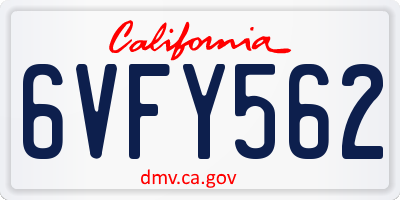 CA license plate 6VFY562