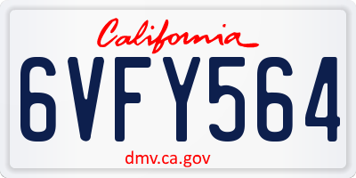 CA license plate 6VFY564