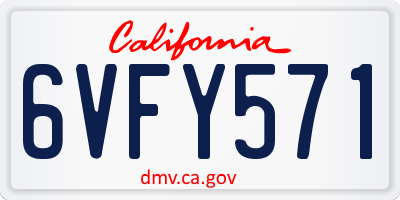 CA license plate 6VFY571