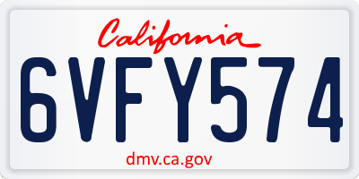 CA license plate 6VFY574