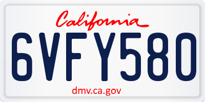 CA license plate 6VFY580