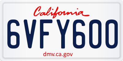 CA license plate 6VFY600