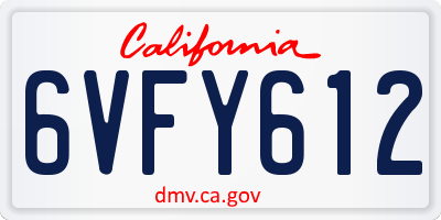 CA license plate 6VFY612