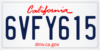 CA license plate 6VFY615
