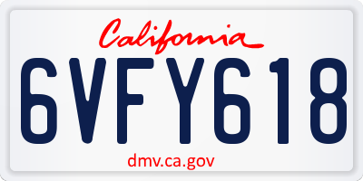 CA license plate 6VFY618