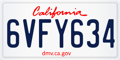 CA license plate 6VFY634
