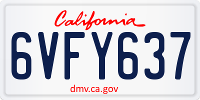 CA license plate 6VFY637