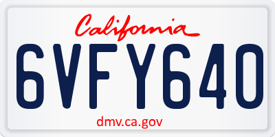 CA license plate 6VFY640