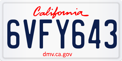 CA license plate 6VFY643