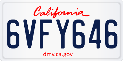 CA license plate 6VFY646