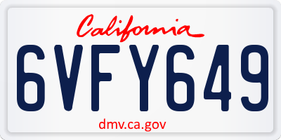 CA license plate 6VFY649