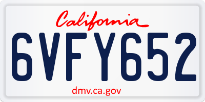CA license plate 6VFY652