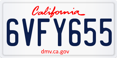 CA license plate 6VFY655