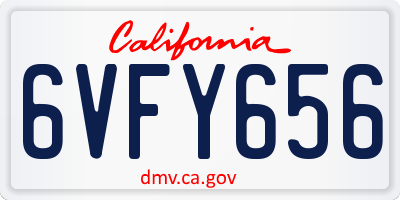 CA license plate 6VFY656