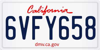 CA license plate 6VFY658