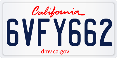 CA license plate 6VFY662