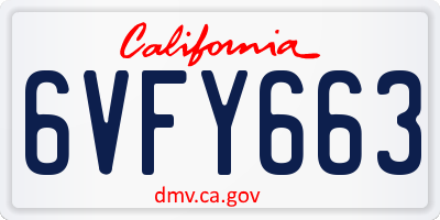 CA license plate 6VFY663